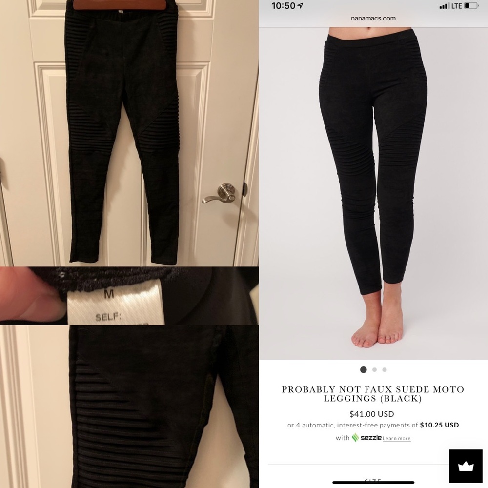 Nanamacs probably not faux suede motto leggings